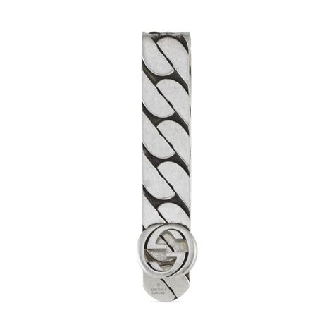 gucci sterling silver diamante money clip|Gucci Money clip in silver with interlocking G.